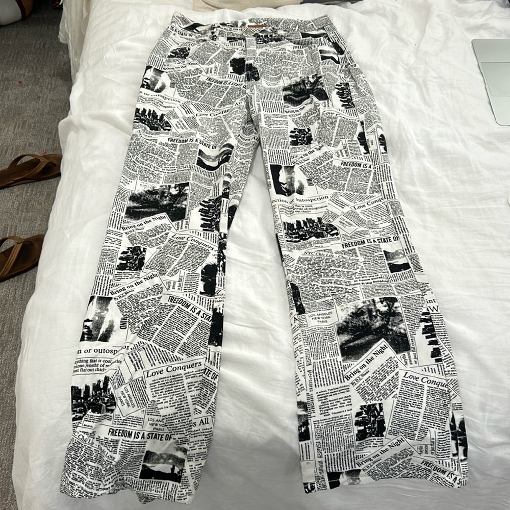 Newspaper printed pants from American Threads. - Picture 1 of 2